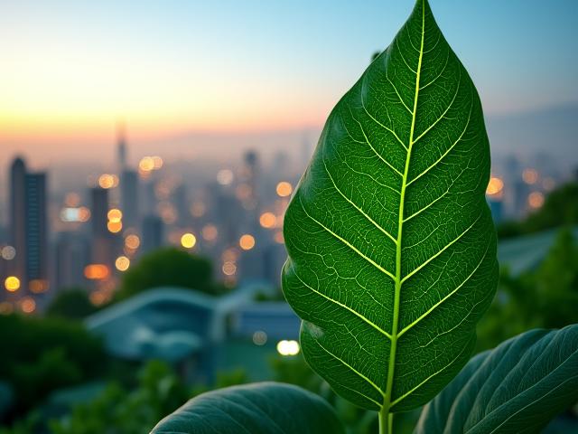 A clean, modern image blending nature and technology, symbolizing sustainable investing and growth